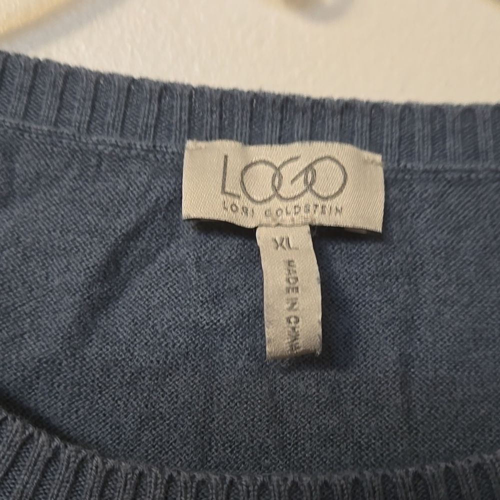 LOGO Lori Goldstein Pullover Sweater Dress Cashmere/Cotton Sheer Hem Women's XL - Picture 4 of 6